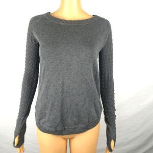 Ivivva Lululemon Girls Grey Pullover Sweater Scale Knit Round Hem Wide Neck 14